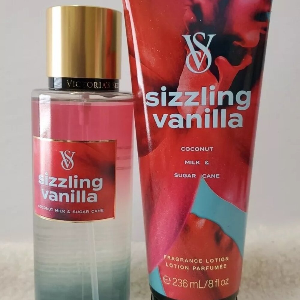 VICTORIA SECRETS Sizzling Vanilla Midnight Heatwave Body Mist & Lotion S…